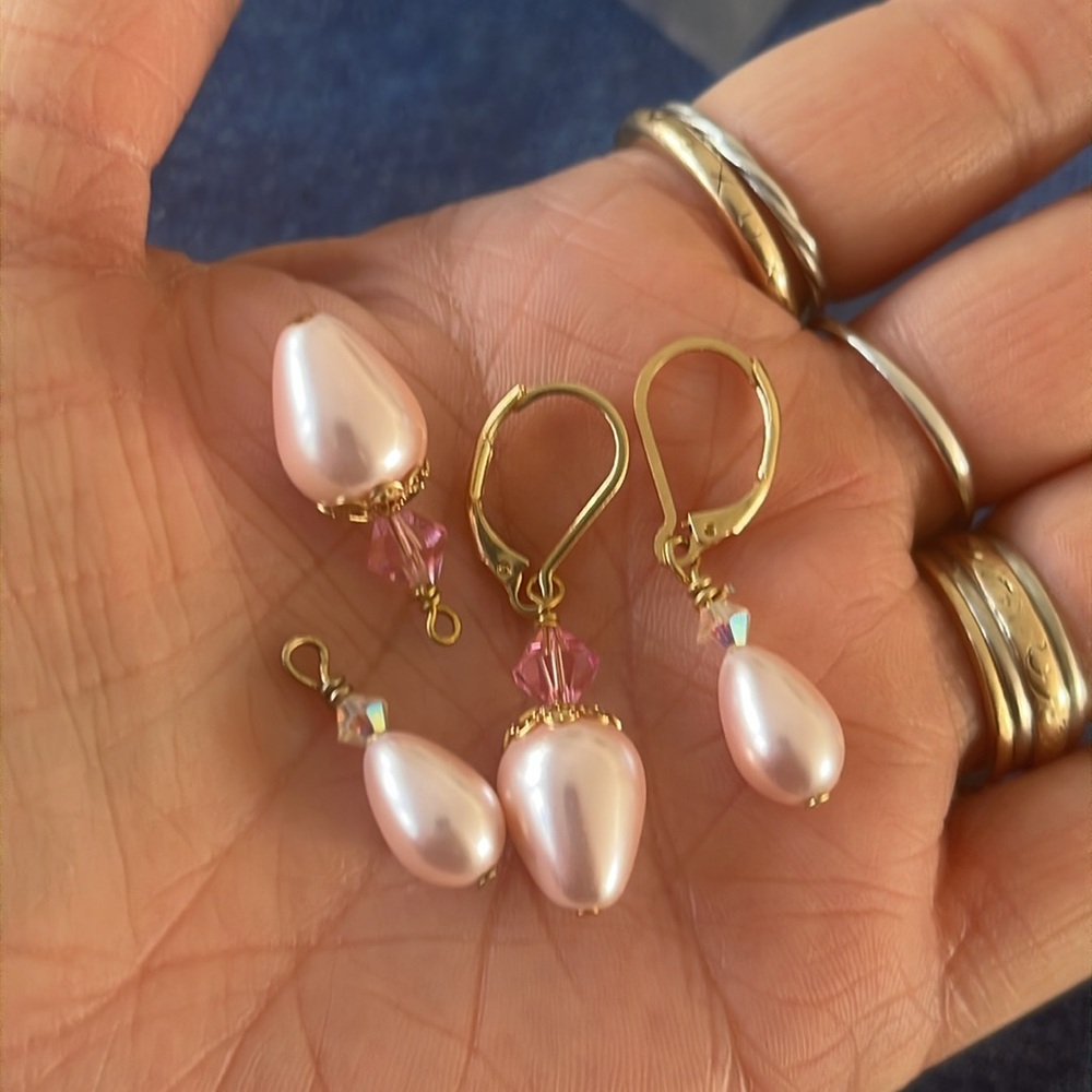 interchangeable glass pearl earrings